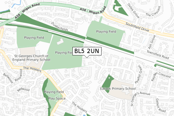 BL5 2UN map - large scale - OS Open Zoomstack (Ordnance Survey)