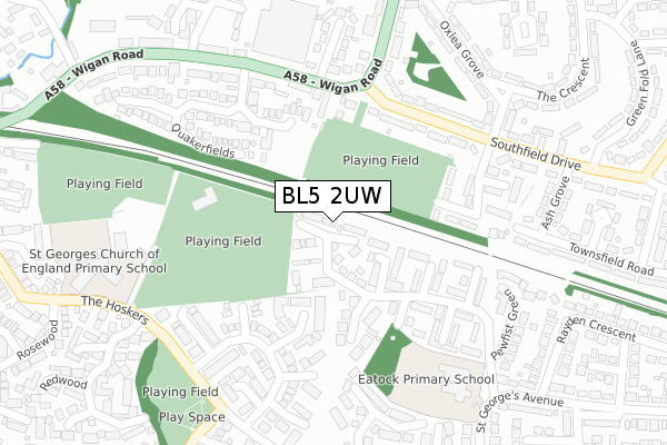 BL5 2UW map - large scale - OS Open Zoomstack (Ordnance Survey)