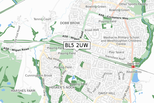 BL5 2UW map - small scale - OS Open Zoomstack (Ordnance Survey)