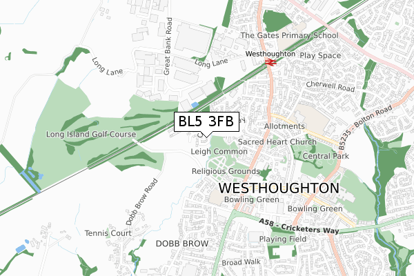 BL5 3FB map - small scale - OS Open Zoomstack (Ordnance Survey)