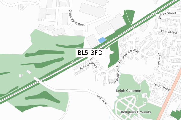 BL5 3FD map - large scale - OS Open Zoomstack (Ordnance Survey)