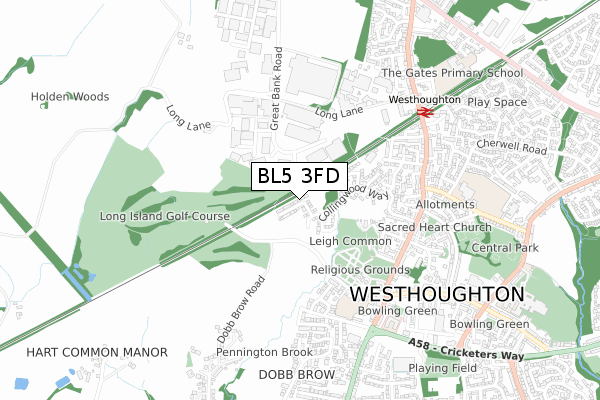 BL5 3FD map - small scale - OS Open Zoomstack (Ordnance Survey)