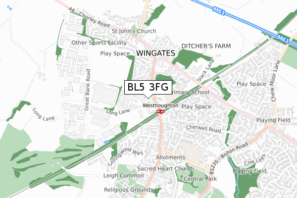 BL5 3FG map - small scale - OS Open Zoomstack (Ordnance Survey)