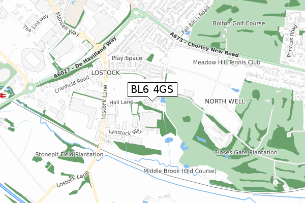 BL6 4GS map - small scale - OS Open Zoomstack (Ordnance Survey)