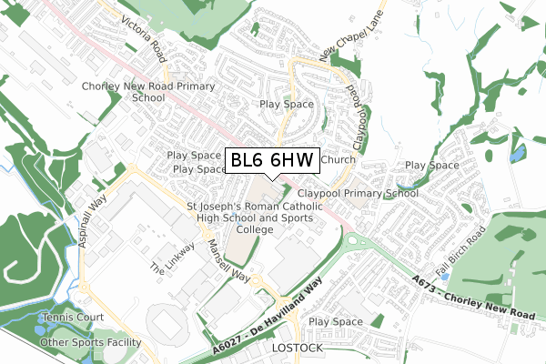 BL6 6HW map - small scale - OS Open Zoomstack (Ordnance Survey)