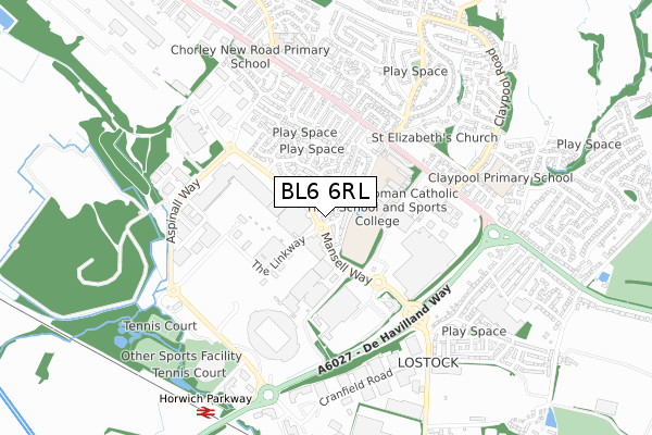 BL6 6RL map - small scale - OS Open Zoomstack (Ordnance Survey)