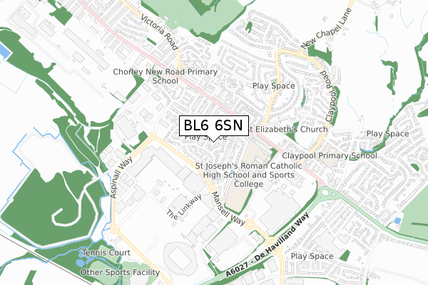 BL6 6SN map - small scale - OS Open Zoomstack (Ordnance Survey)