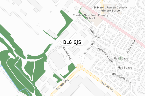 BL6 9JS map - large scale - OS Open Zoomstack (Ordnance Survey)
