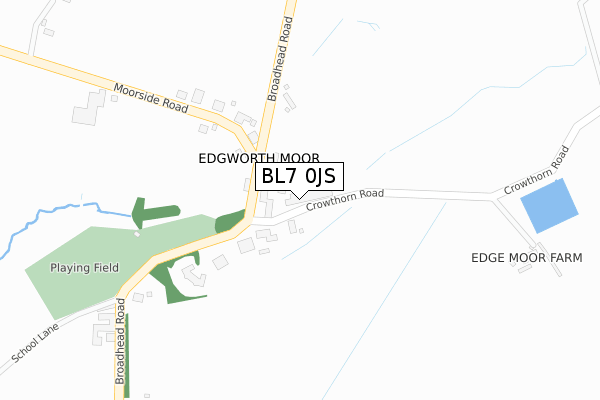 BL7 0JS map - large scale - OS Open Zoomstack (Ordnance Survey)