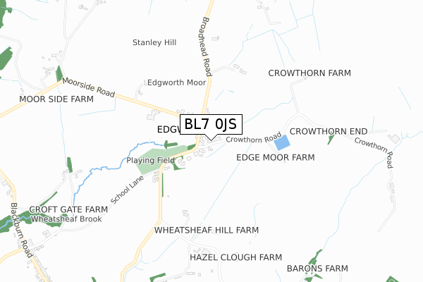 BL7 0JS map - small scale - OS Open Zoomstack (Ordnance Survey)