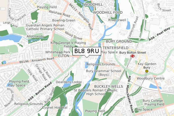 BL8 9RU map - small scale - OS Open Zoomstack (Ordnance Survey) BL8 9RU map - small scale - OS Open Zoomstack (Ordnance Survey)