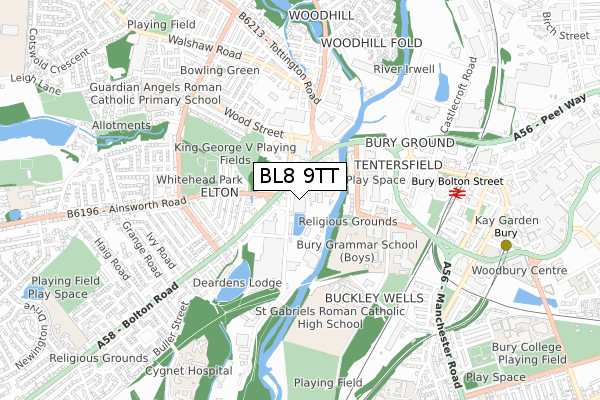 BL8 9TT map - small scale - OS Open Zoomstack (Ordnance Survey)