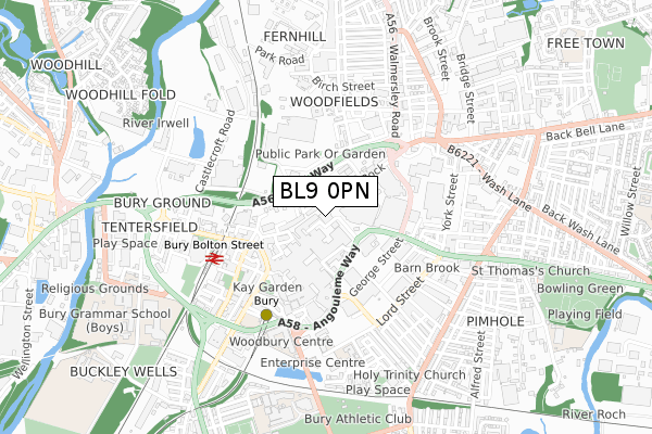 BL9 0PN map - small scale - OS Open Zoomstack (Ordnance Survey) BL9 0PN map - small scale - OS Open Zoomstack (Ordnance Survey)