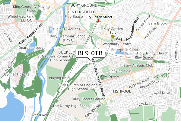 BL9 0TB map - small scale - OS Open Zoomstack (Ordnance Survey)