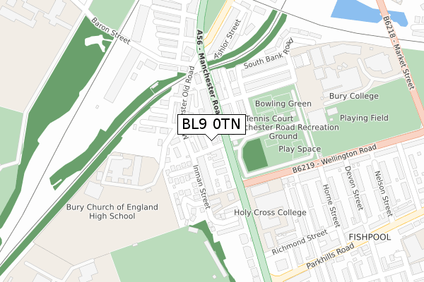 BL9 0TN map - large scale - OS Open Zoomstack (Ordnance Survey)