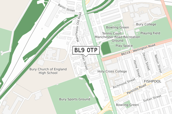BL9 0TP map - large scale - OS Open Zoomstack (Ordnance Survey)