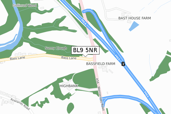 BL9 5NR map - large scale - OS Open Zoomstack (Ordnance Survey)