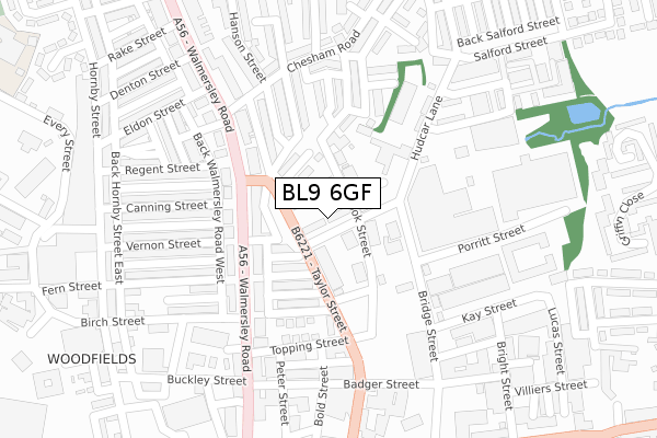 BL9 6GF map - large scale - OS Open Zoomstack (Ordnance Survey)