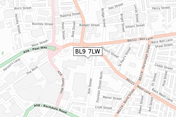 BL9 7LW map - large scale - OS Open Zoomstack (Ordnance Survey) BL9 7LW map - large scale - OS Open Zoomstack (Ordnance Survey)