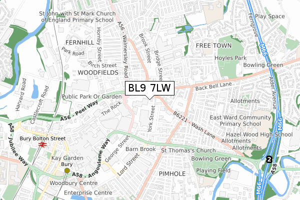 BL9 7LW map - small scale - OS Open Zoomstack (Ordnance Survey) BL9 7LW map - small scale - OS Open Zoomstack (Ordnance Survey)