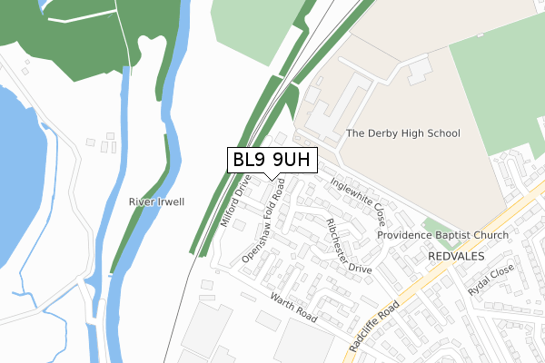 BL9 9UH map - large scale - OS Open Zoomstack (Ordnance Survey) BL9 9UH map - large scale - OS Open Zoomstack (Ordnance Survey)