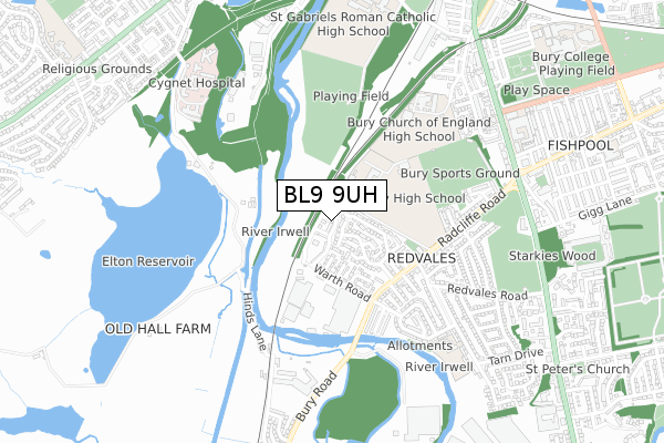 BL9 9UH map - small scale - OS Open Zoomstack (Ordnance Survey) BL9 9UH map - small scale - OS Open Zoomstack (Ordnance Survey)