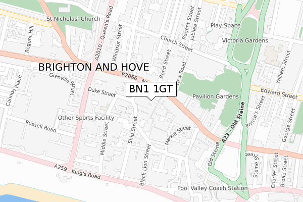 BN1 1GT map - large scale - OS Open Zoomstack (Ordnance Survey)