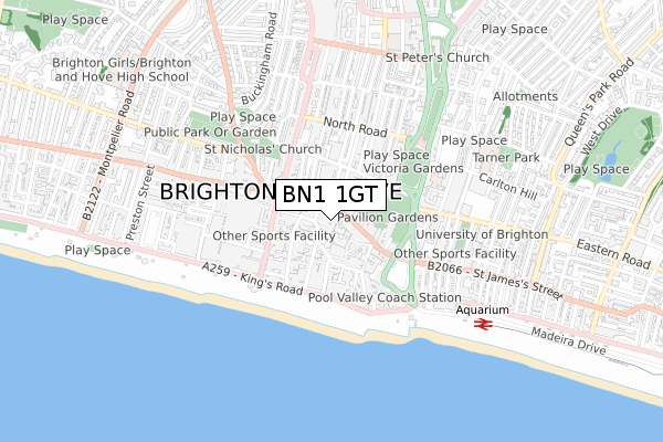 BN1 1GT map - small scale - OS Open Zoomstack (Ordnance Survey)