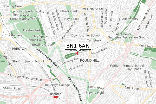 BN1 6AR map - small scale - OS Open Zoomstack (Ordnance Survey)