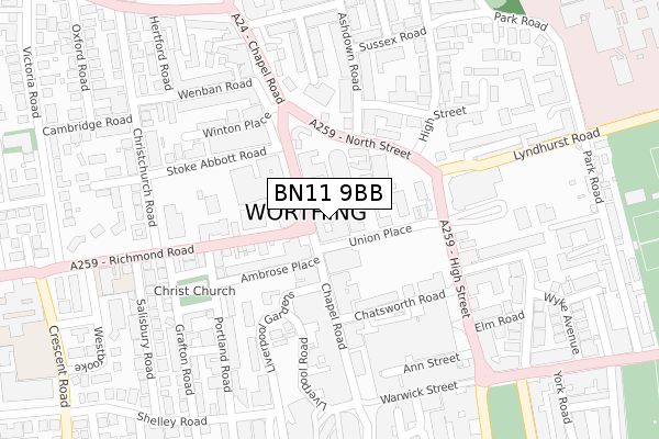 BN11 9BB map - large scale - OS Open Zoomstack (Ordnance Survey) BN11 9BB map - large scale - OS Open Zoomstack (Ordnance Survey)