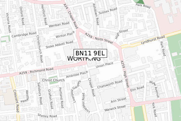 BN11 9EL map - large scale - OS Open Zoomstack (Ordnance Survey) BN11 9EL map - large scale - OS Open Zoomstack (Ordnance Survey)