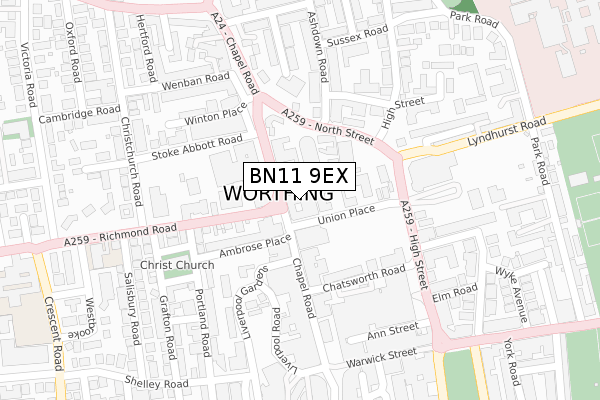 BN11 9EX map - large scale - OS Open Zoomstack (Ordnance Survey) BN11 9EX map - large scale - OS Open Zoomstack (Ordnance Survey)