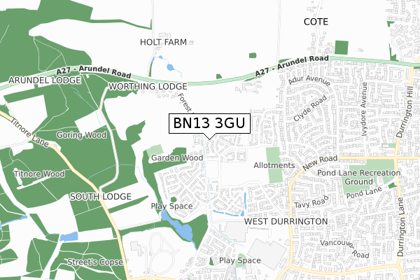BN13 3GU map - small scale - OS Open Zoomstack (Ordnance Survey) BN13 3GU map - small scale - OS Open Zoomstack (Ordnance Survey)