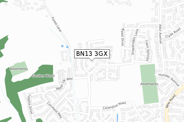 BN13 3GX map - large scale - OS Open Zoomstack (Ordnance Survey) BN13 3GX map - large scale - OS Open Zoomstack (Ordnance Survey)
