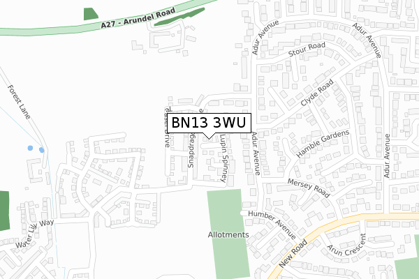 BN13 3WU map - large scale - OS Open Zoomstack (Ordnance Survey) BN13 3WU map - large scale - OS Open Zoomstack (Ordnance Survey)