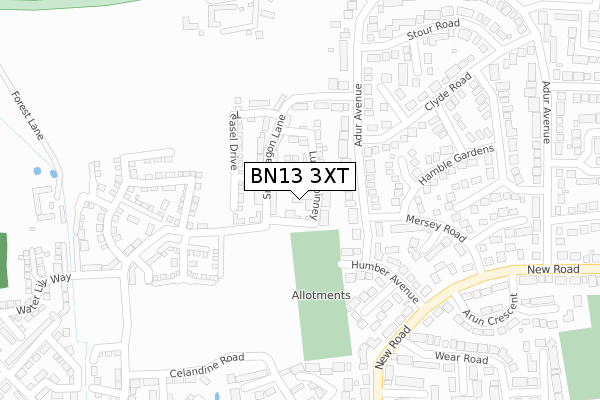 BN13 3XT map - large scale - OS Open Zoomstack (Ordnance Survey)
