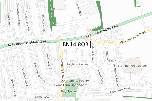 BN14 8QR map - large scale - OS Open Zoomstack (Ordnance Survey)