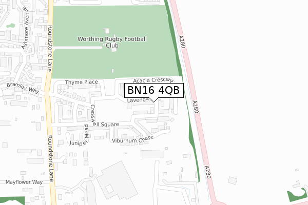 BN16 4QB map - large scale - OS Open Zoomstack (Ordnance Survey)