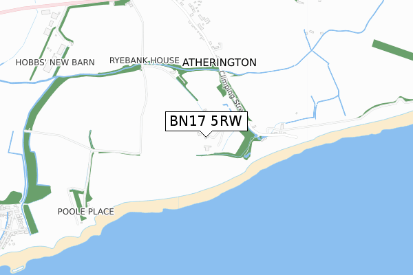 BN17 5RW map - small scale - OS Open Zoomstack (Ordnance Survey)