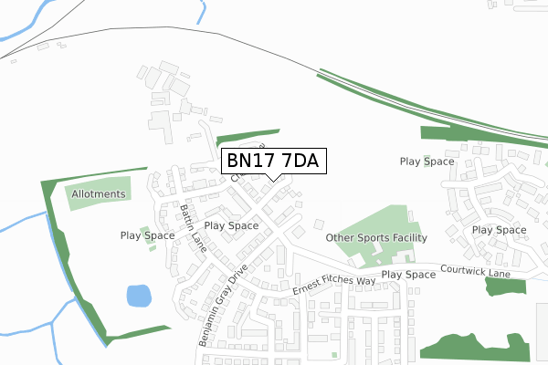 BN17 7DA map - large scale - OS Open Zoomstack (Ordnance Survey)