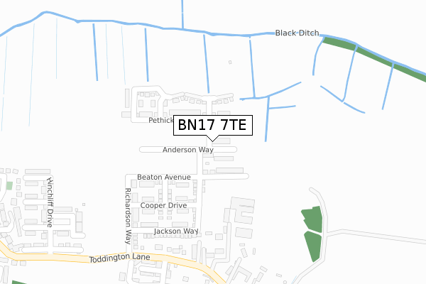 BN17 7TE map - large scale - OS Open Zoomstack (Ordnance Survey) BN17 7TE map - large scale - OS Open Zoomstack (Ordnance Survey)