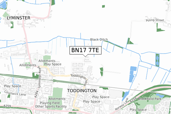 BN17 7TE map - small scale - OS Open Zoomstack (Ordnance Survey) BN17 7TE map - small scale - OS Open Zoomstack (Ordnance Survey)
