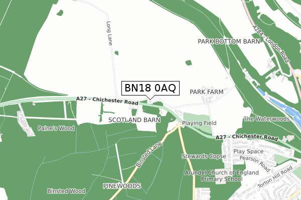 BN18 0AQ map - small scale - OS Open Zoomstack (Ordnance Survey)