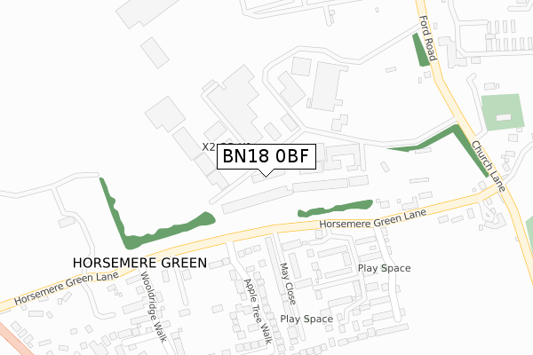 BN18 0BF map - large scale - OS Open Zoomstack (Ordnance Survey)