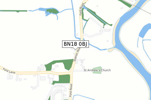 BN18 0BJ map - large scale - OS Open Zoomstack (Ordnance Survey)