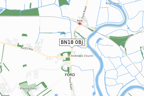 BN18 0BJ map - small scale - OS Open Zoomstack (Ordnance Survey)