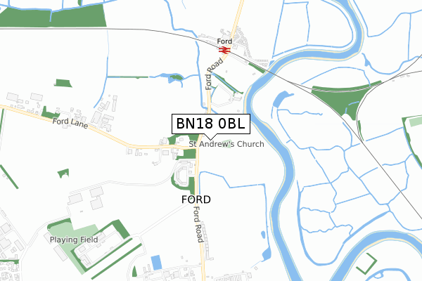 BN18 0BL map - small scale - OS Open Zoomstack (Ordnance Survey)