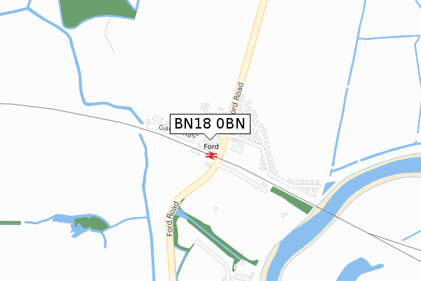 BN18 0BN map - large scale - OS Open Zoomstack (Ordnance Survey)
