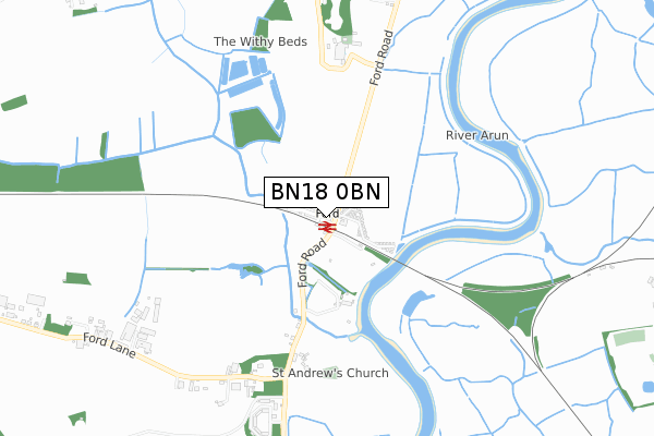 BN18 0BN map - small scale - OS Open Zoomstack (Ordnance Survey)