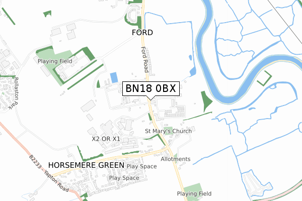 BN18 0BX map - small scale - OS Open Zoomstack (Ordnance Survey)